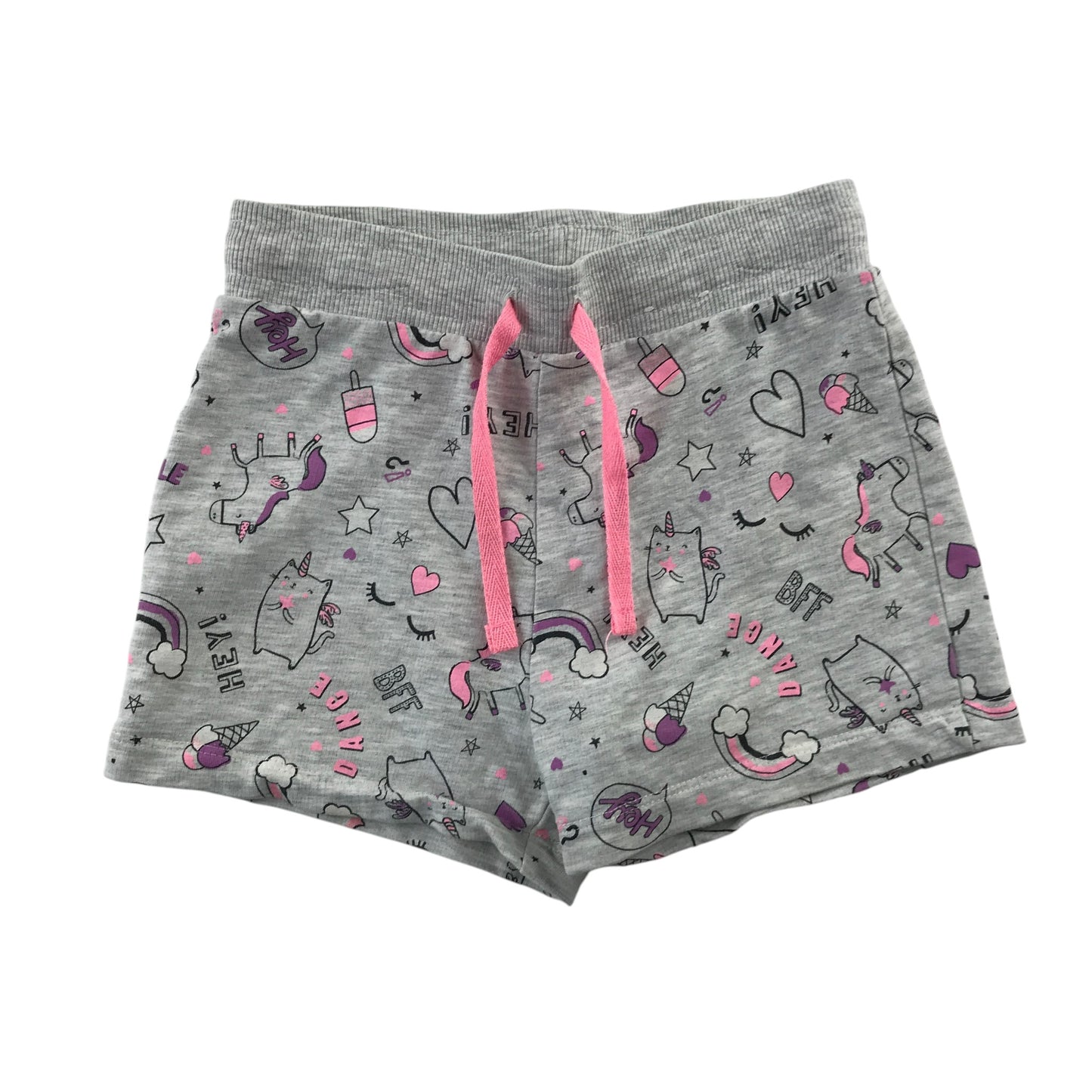 River Island and George summer bundle 5-6 years pink hooded t-shirt and grey shorts cotton viscose elastane