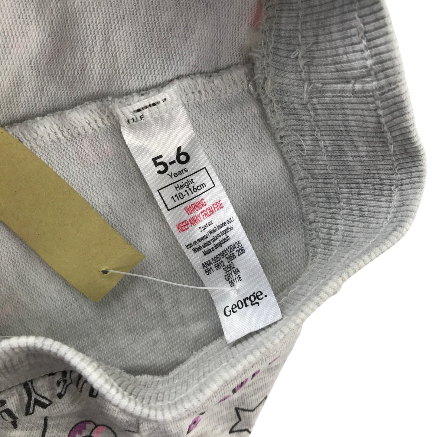 River Island and George summer bundle 5-6 years pink hooded t-shirt and grey shorts cotton viscose elastane