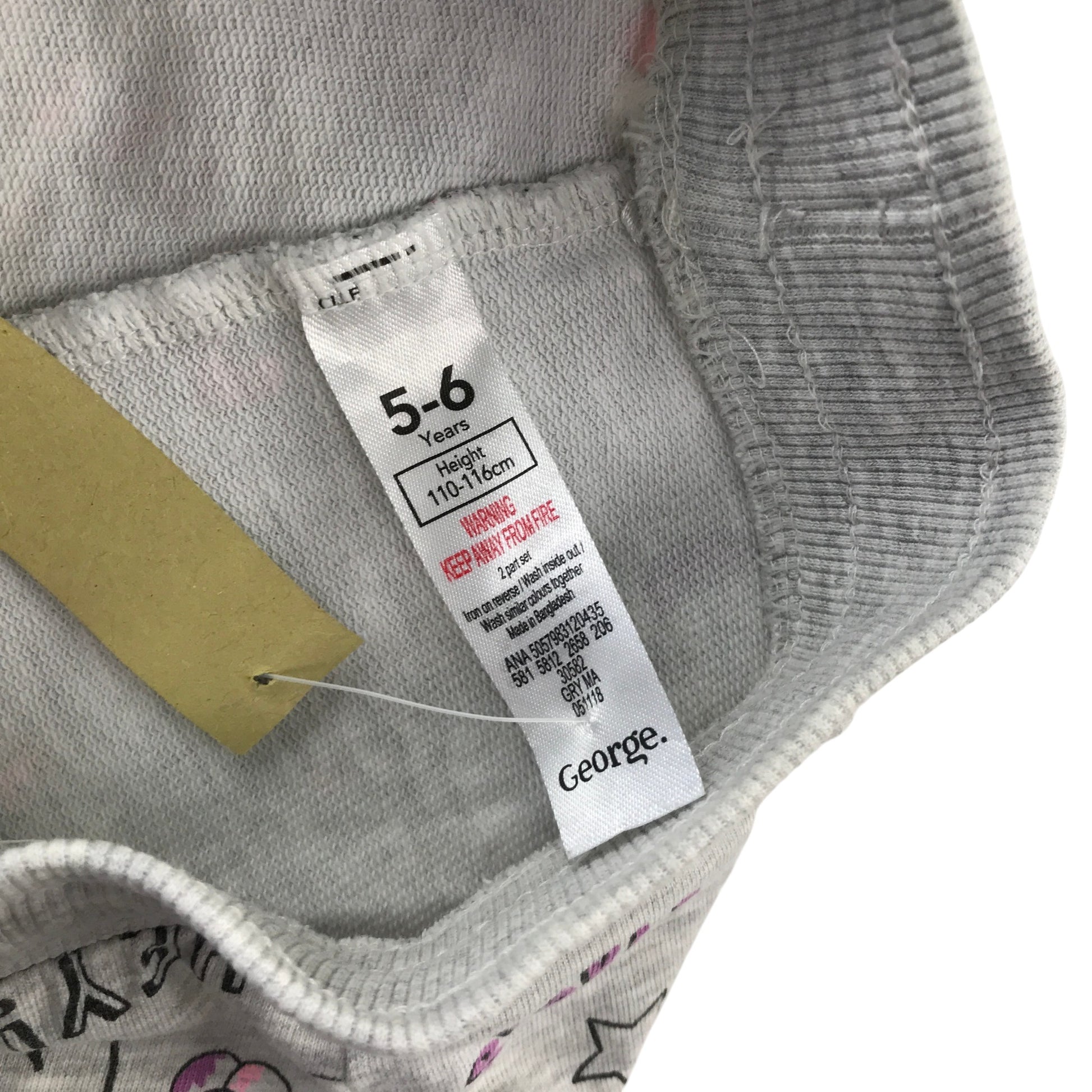River Island and George summer bundle 5-6 years pink hooded t-shirt and grey shorts cotton viscose elastane