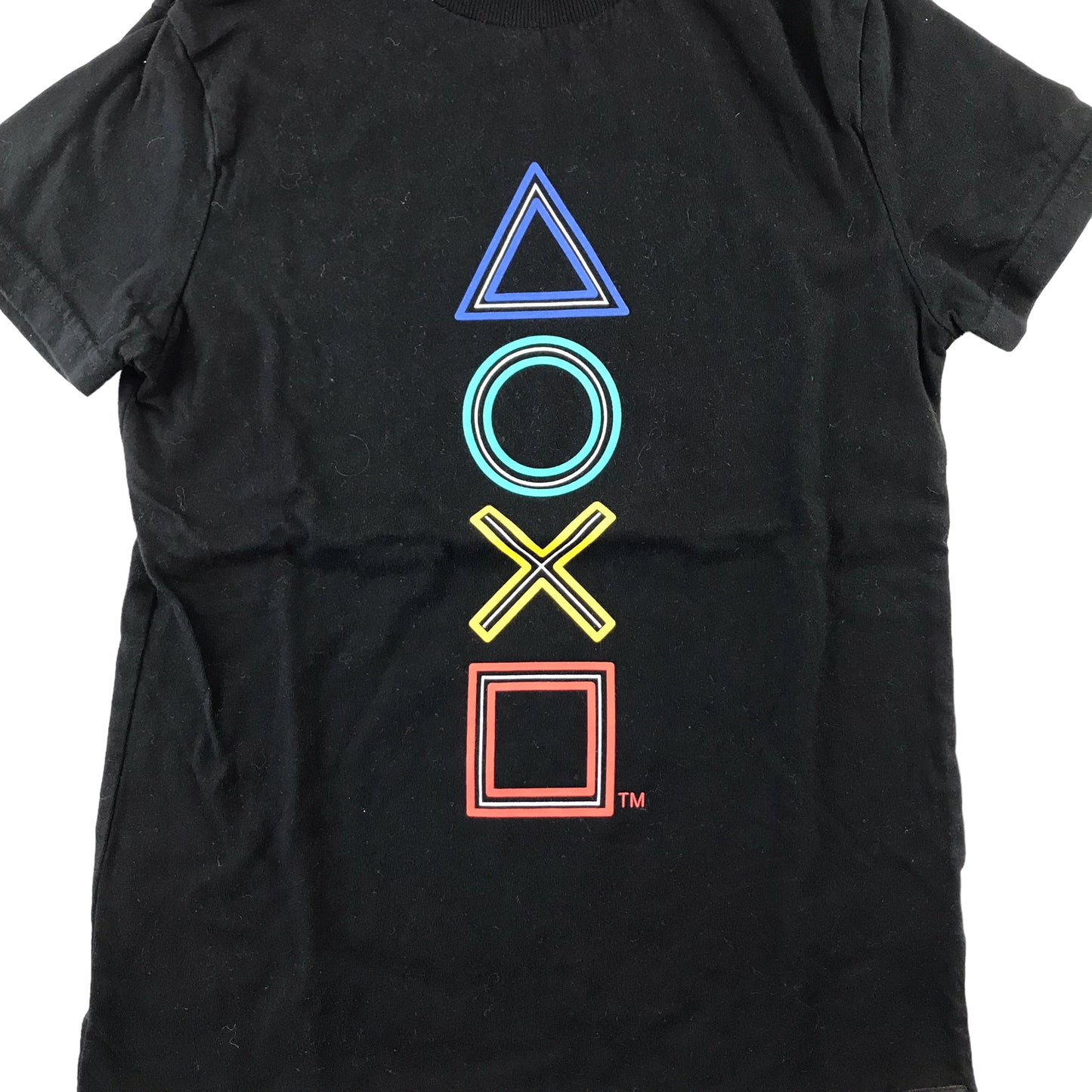 M&S T-Shirt 9-10 Years Black PlayStation Controller Buttons Graphic Tee