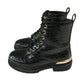 Schuh size 13 junior black glossy faux leather boots