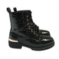 Schuh size 13 junior black glossy faux leather boots