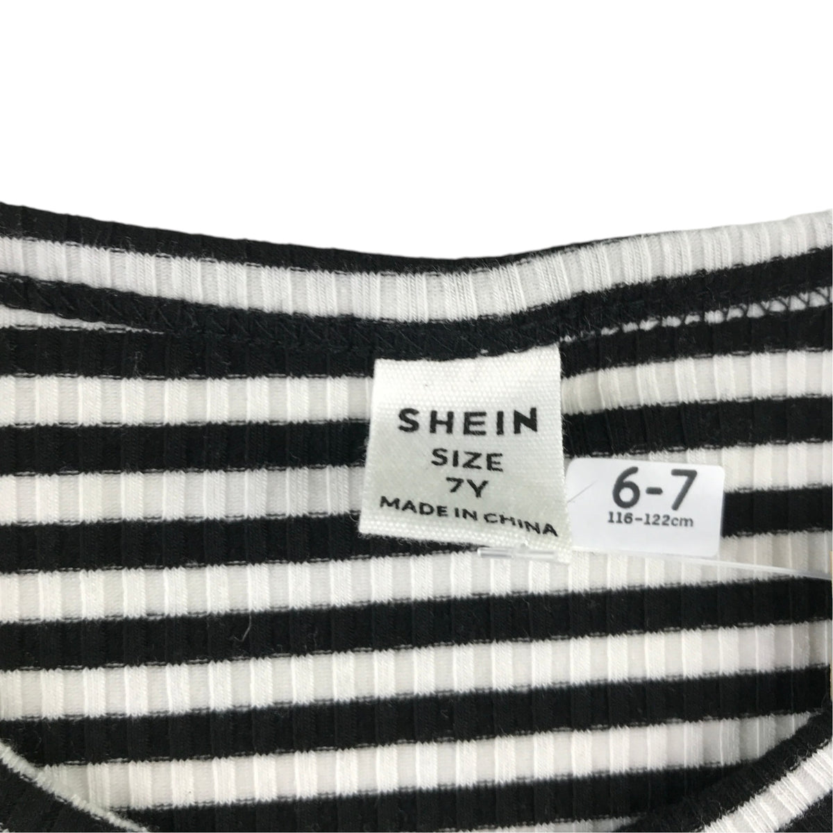 Shein 6-7 years black and white dress stripy cat polyester elastane