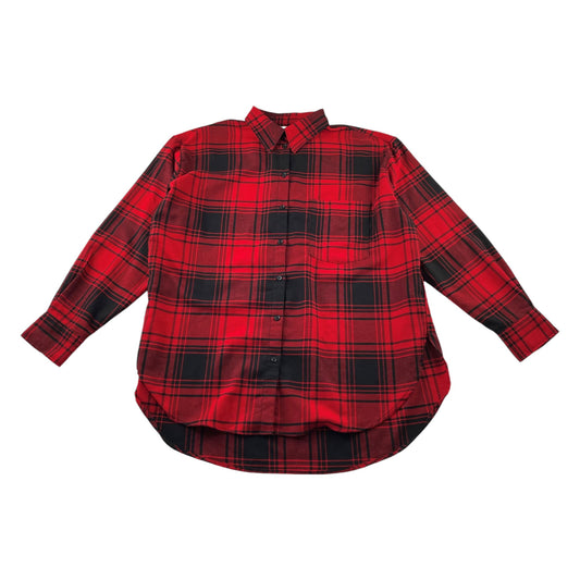 H&M Shirt adult size M Red and Black oversized Checked Button-UP