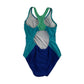 Speedo 9-10 years blue panelled swim costume polyester elastane