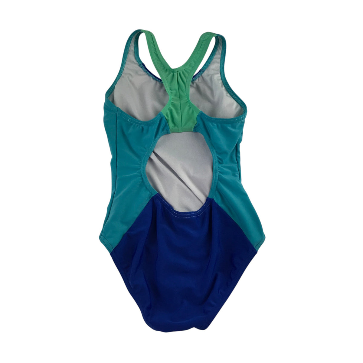 Speedo 9-10 years blue panelled swim costume polyester elastane
