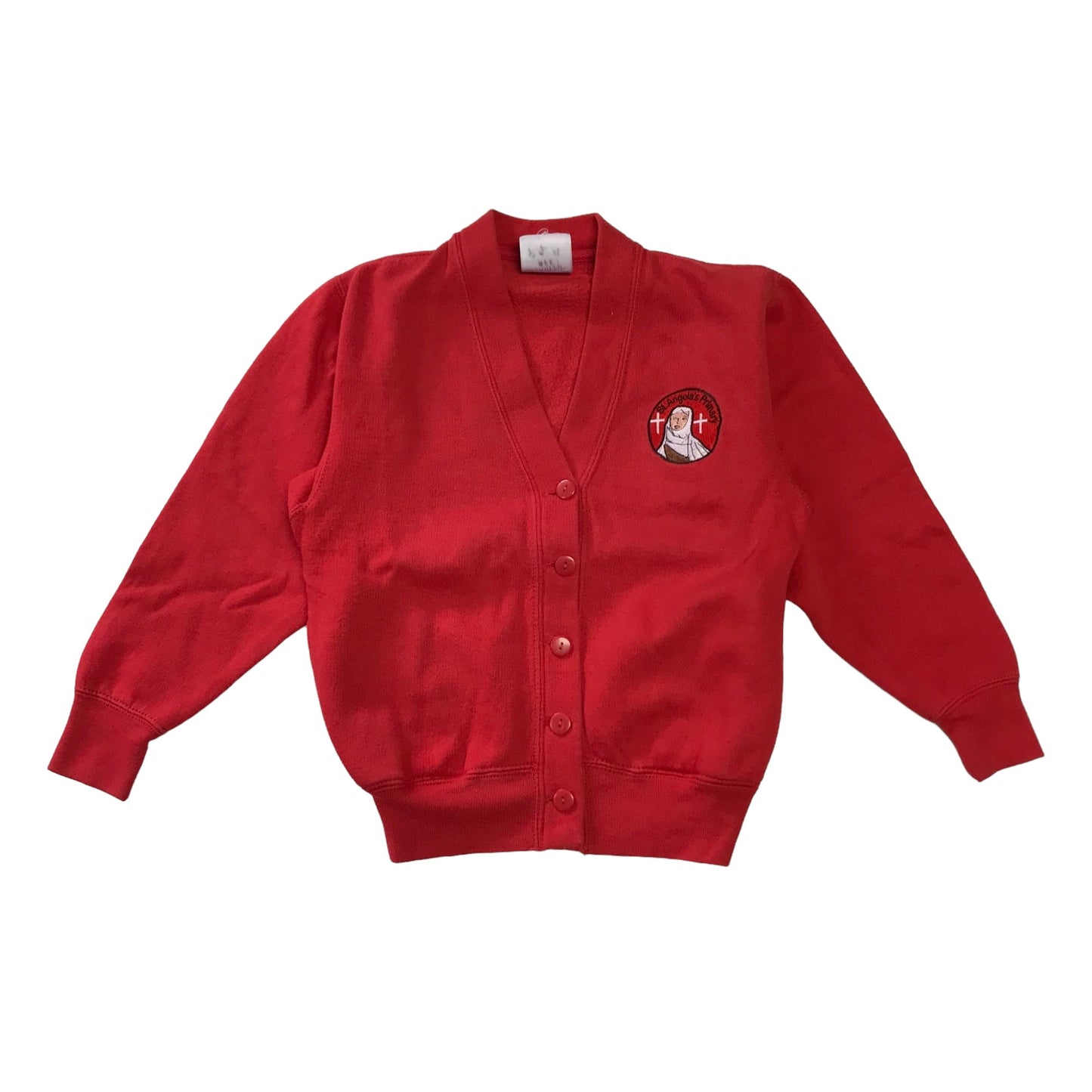 *St Angelas Primary red jersey cardigan