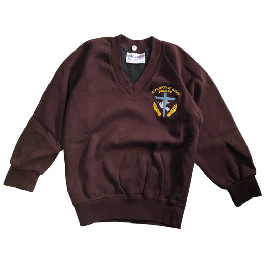 *St Francis of Assisi Primary brown V-neck sweater