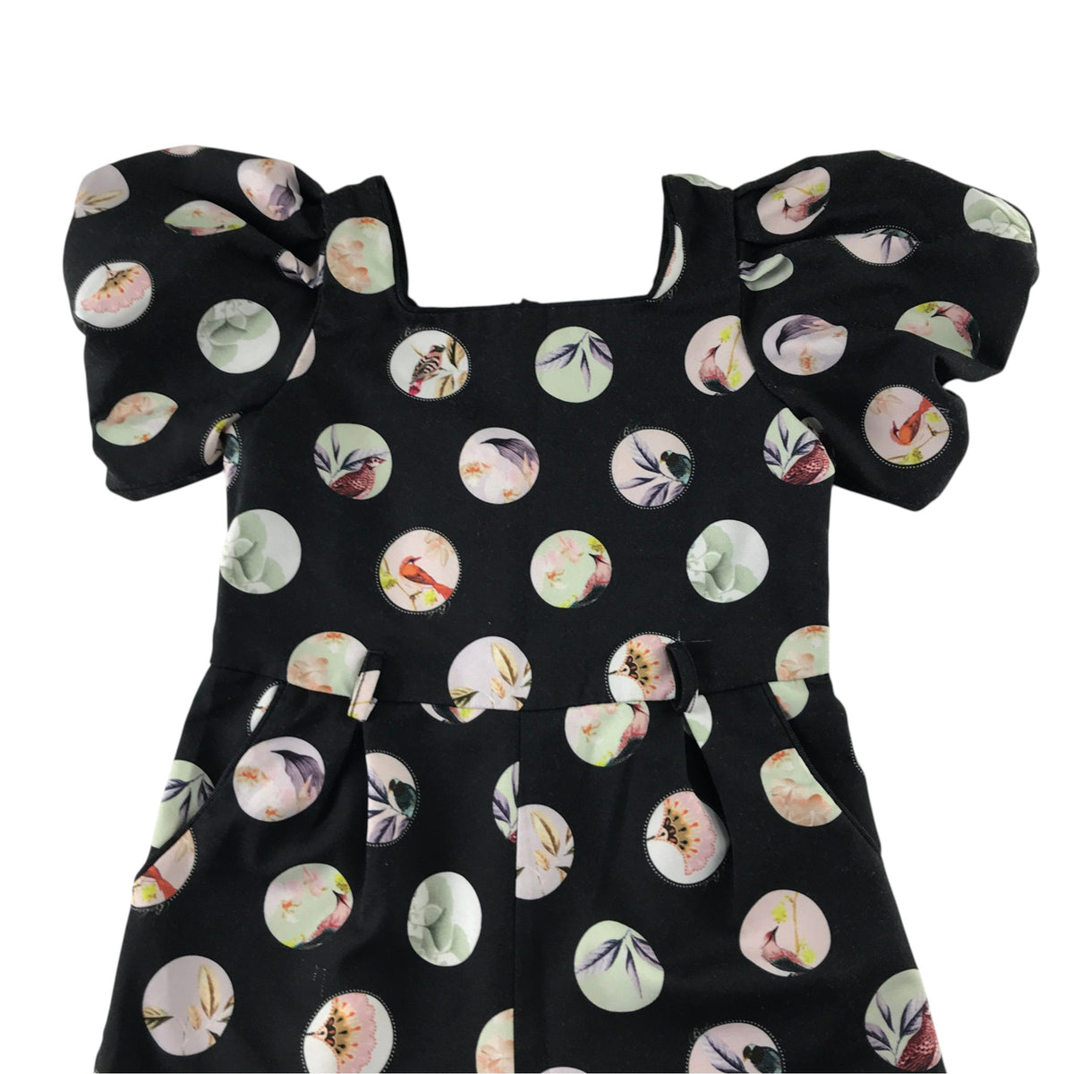 Ted Baker 6-7 years black jumpsuit bird pattern polyester elastane cotton