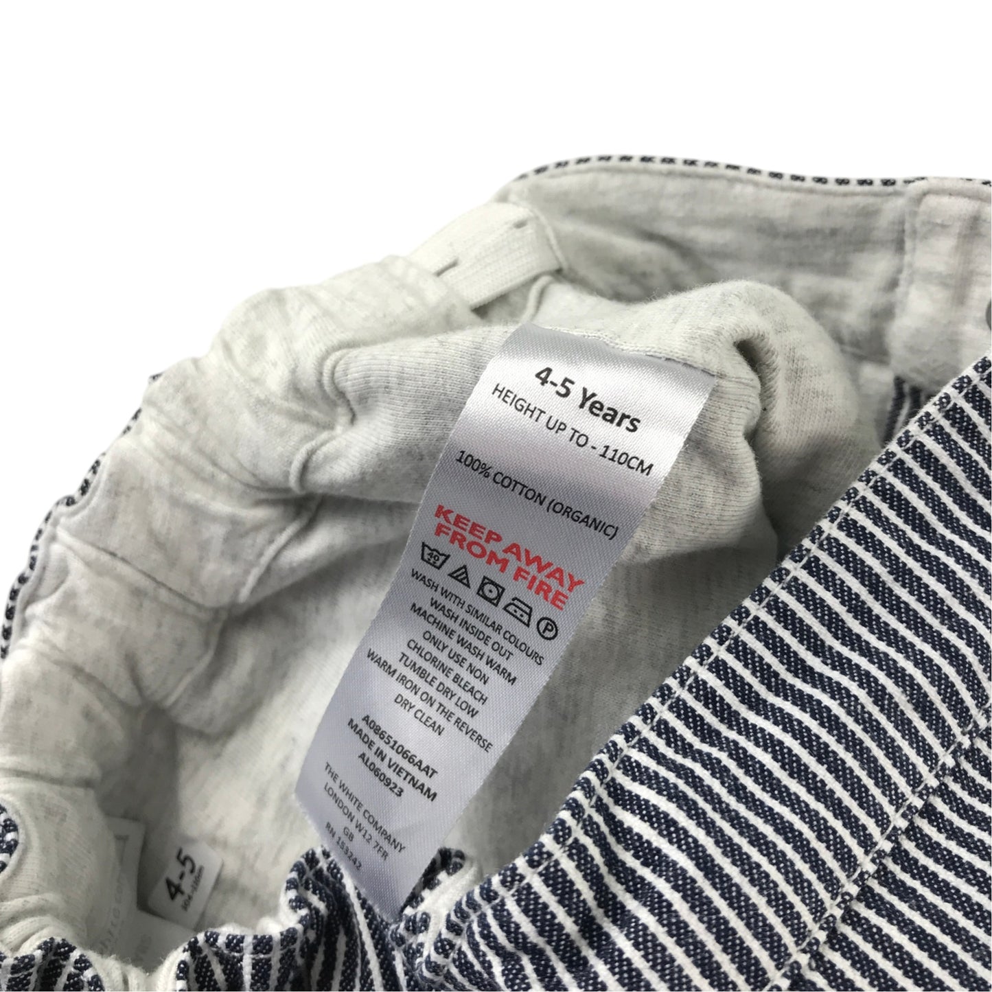 The White Company 4-5 years striped navy blue trousers cotton