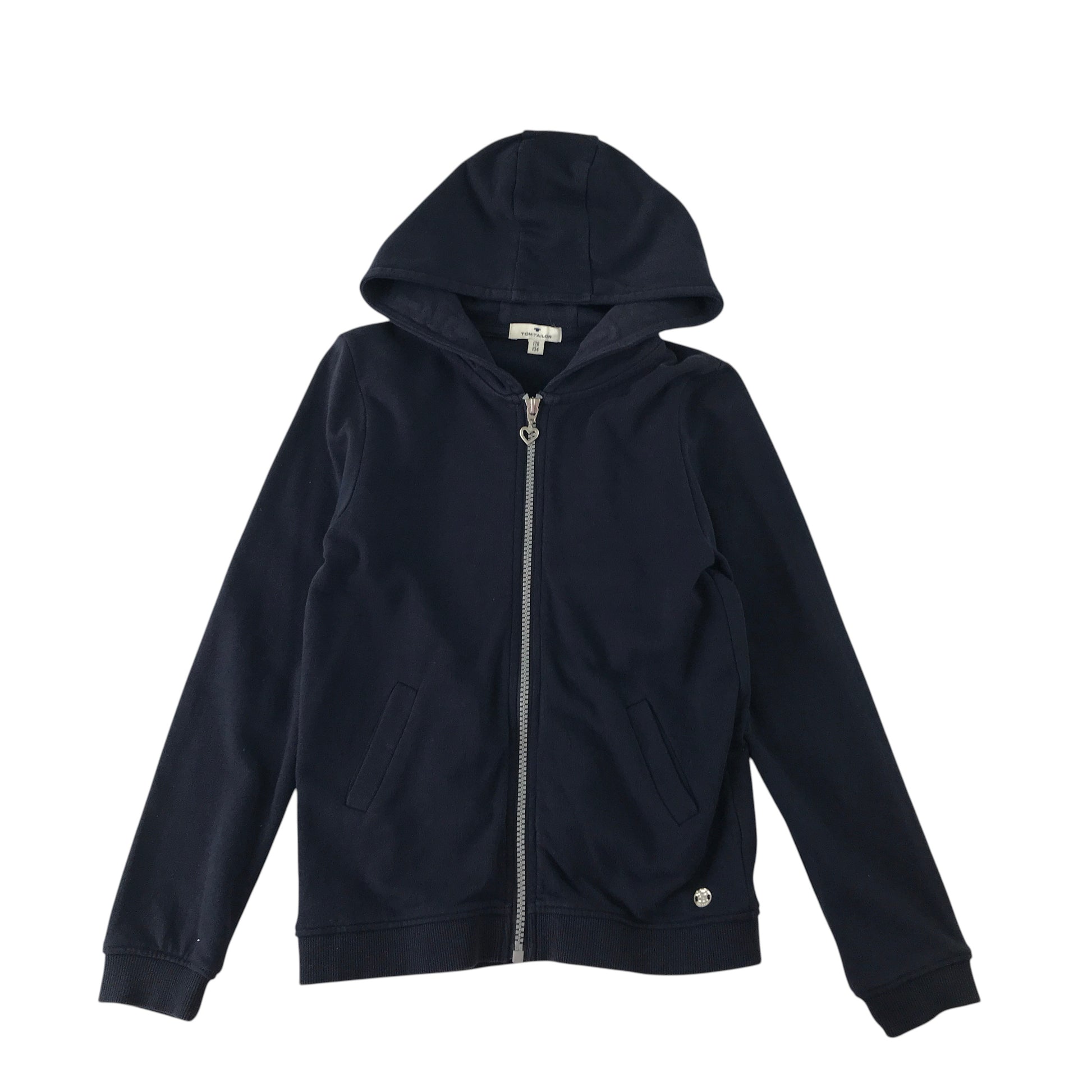 Tom Tailor 8-9 years navy blue zipper hoodie with sequin butterfly cotton