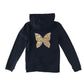Tom Tailor 8-9 years navy blue zipper hoodie with sequin butterfly cotton