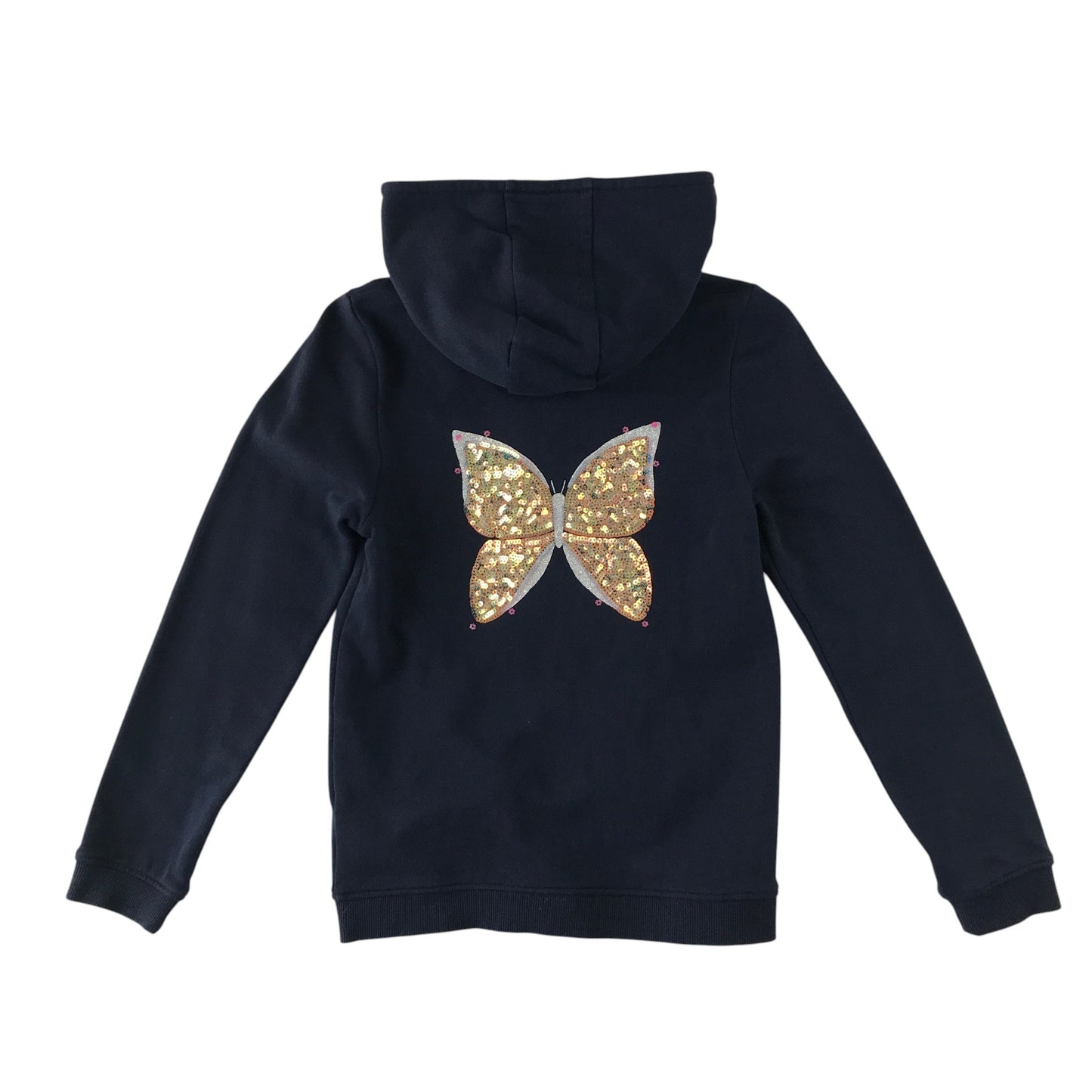 Tom Tailor 8-9 years navy blue zipper hoodie with sequin butterfly cotton