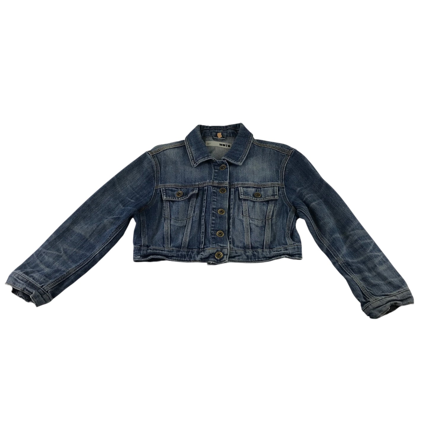 Topshop Moto UK 10 blue denim jacket cotton elastane