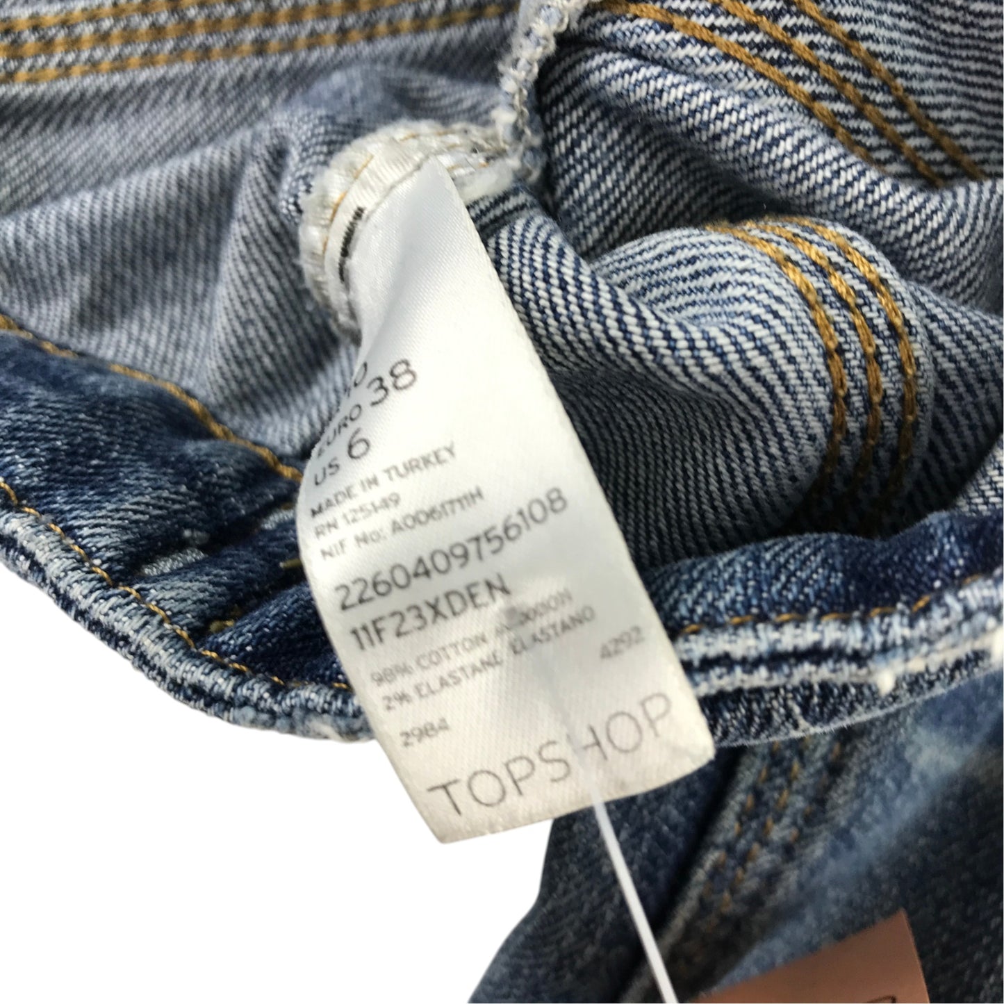 Topshop Moto UK 10 blue denim jacket cotton elastane