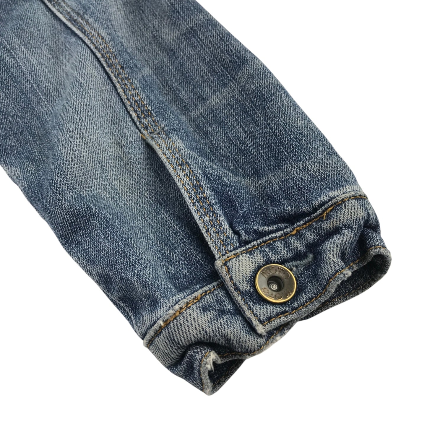 Topshop Moto UK 10 blue denim jacket cotton elastane