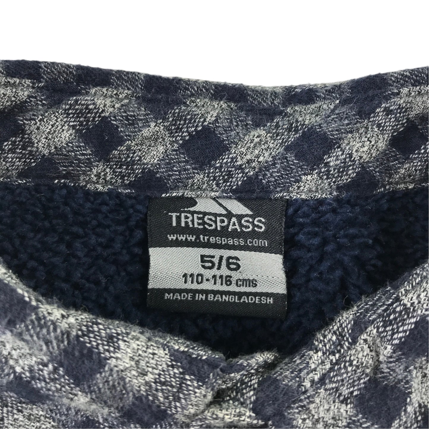 Trespass 5-6 years navy blue check shirt cotton polyester