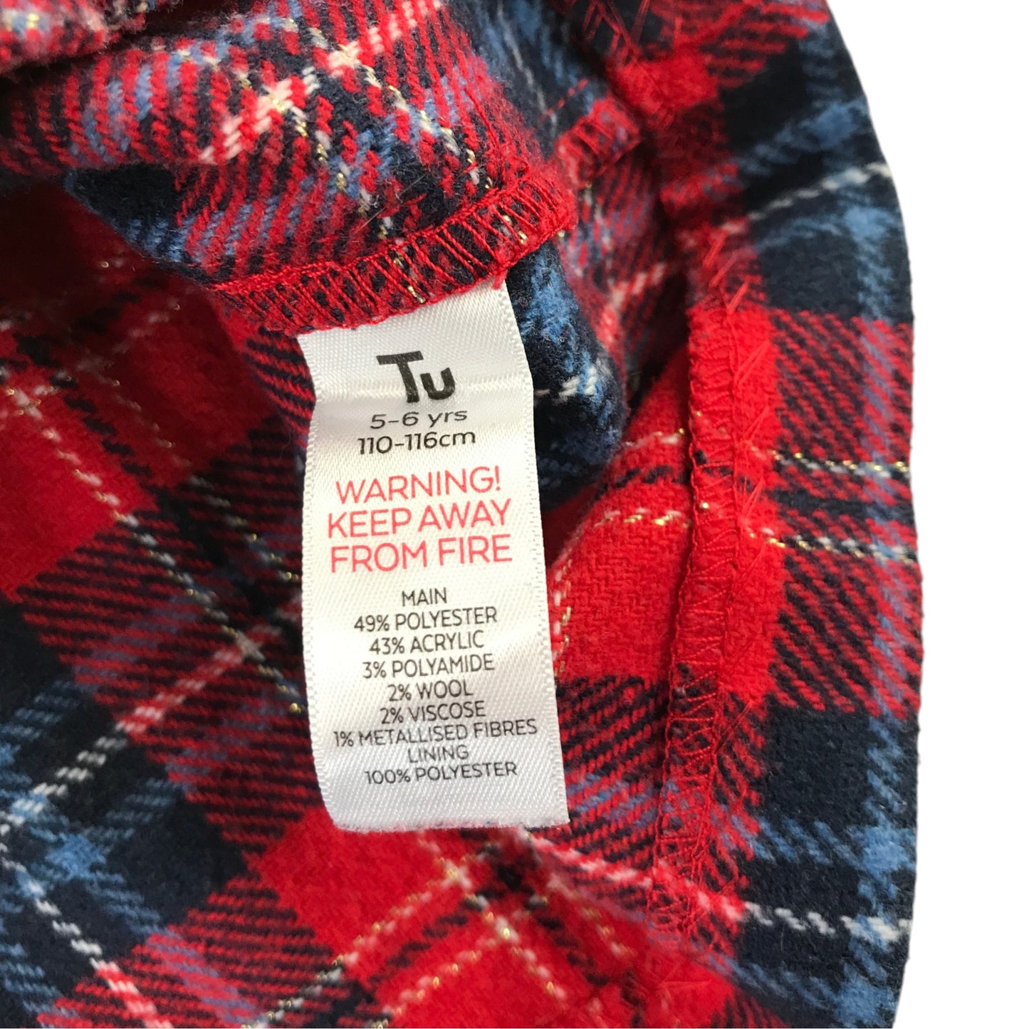Tu 5-6 years red tartan skirt polyester polyamide acrylic wool viscose