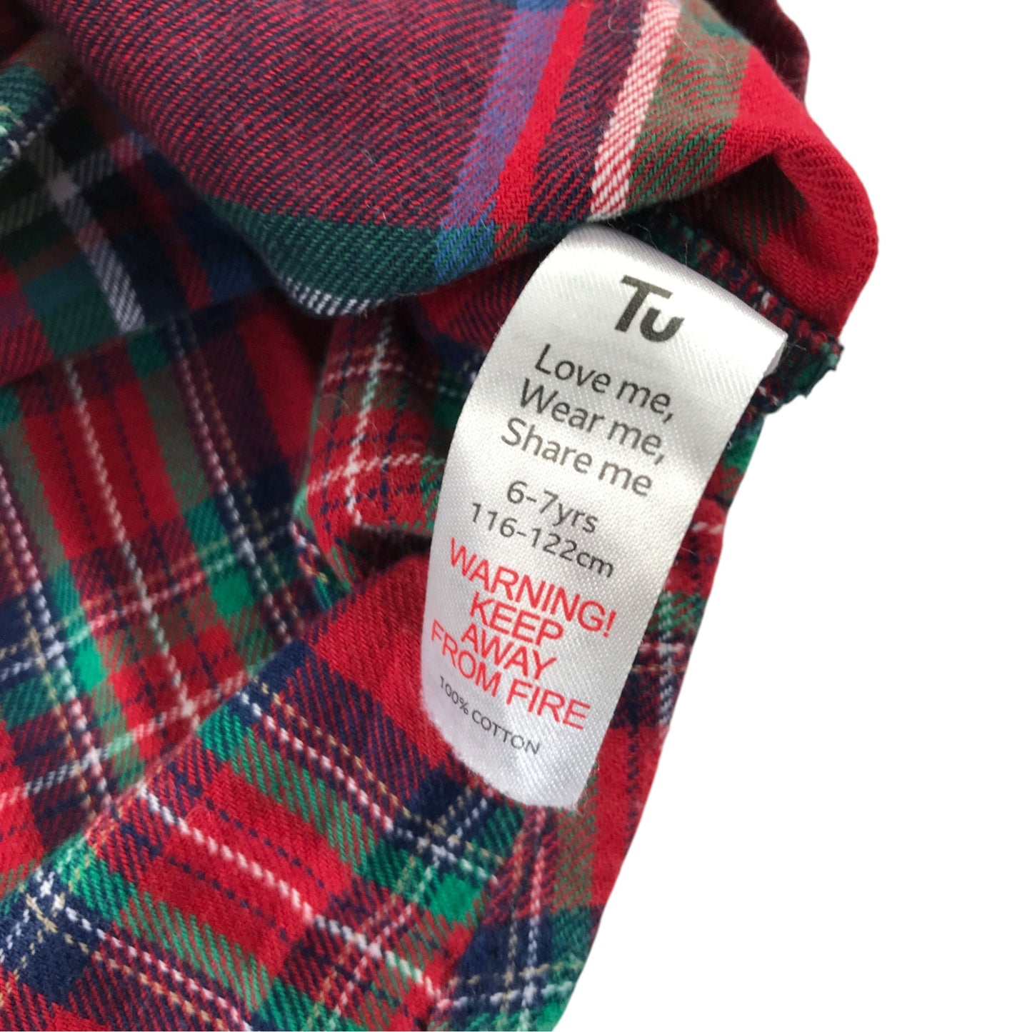 Tu 6-7 years red tartan shirt cotton
