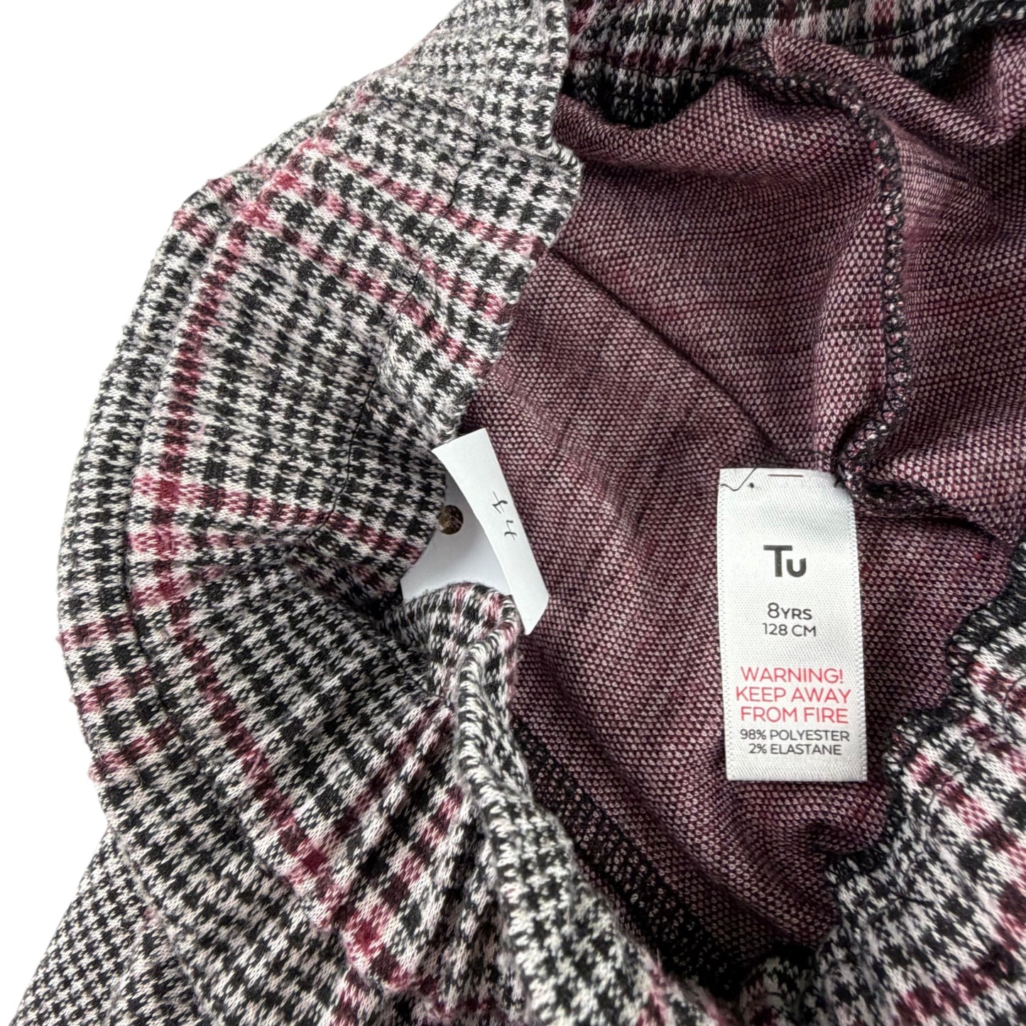 Tu 8 years grey check trousers polyester elastane