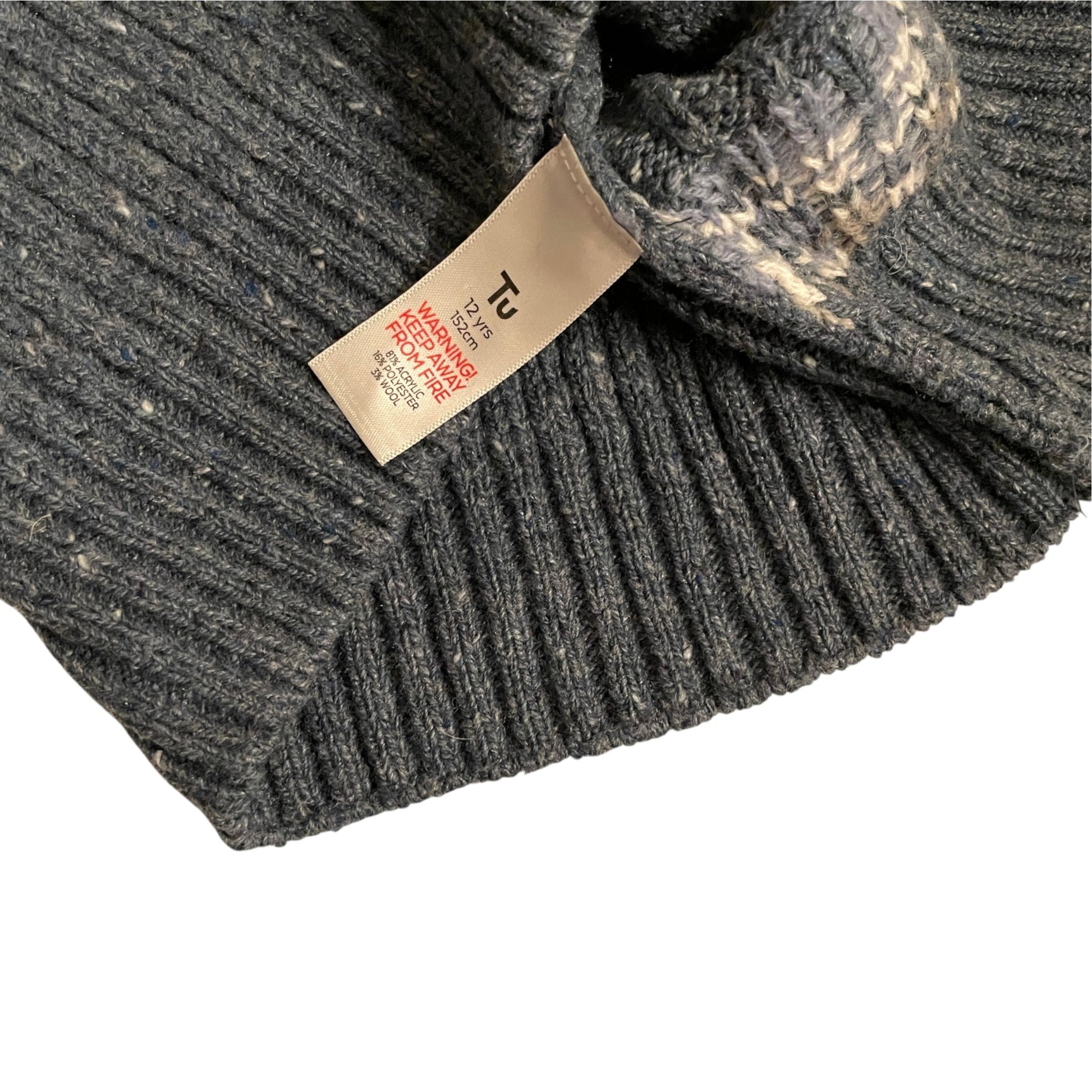 Tu 11-12 years dusty navy blue knitted jumper acrylic polyester wool mix
