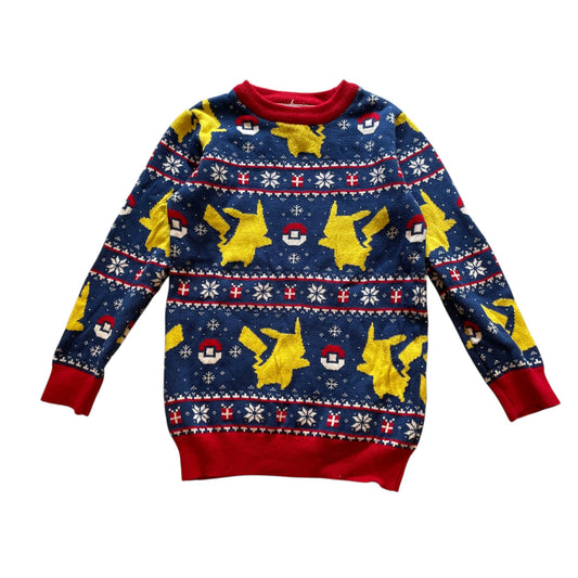 Tu 4-5 years blue Pokemon Pikachu Christmas jumper cotton