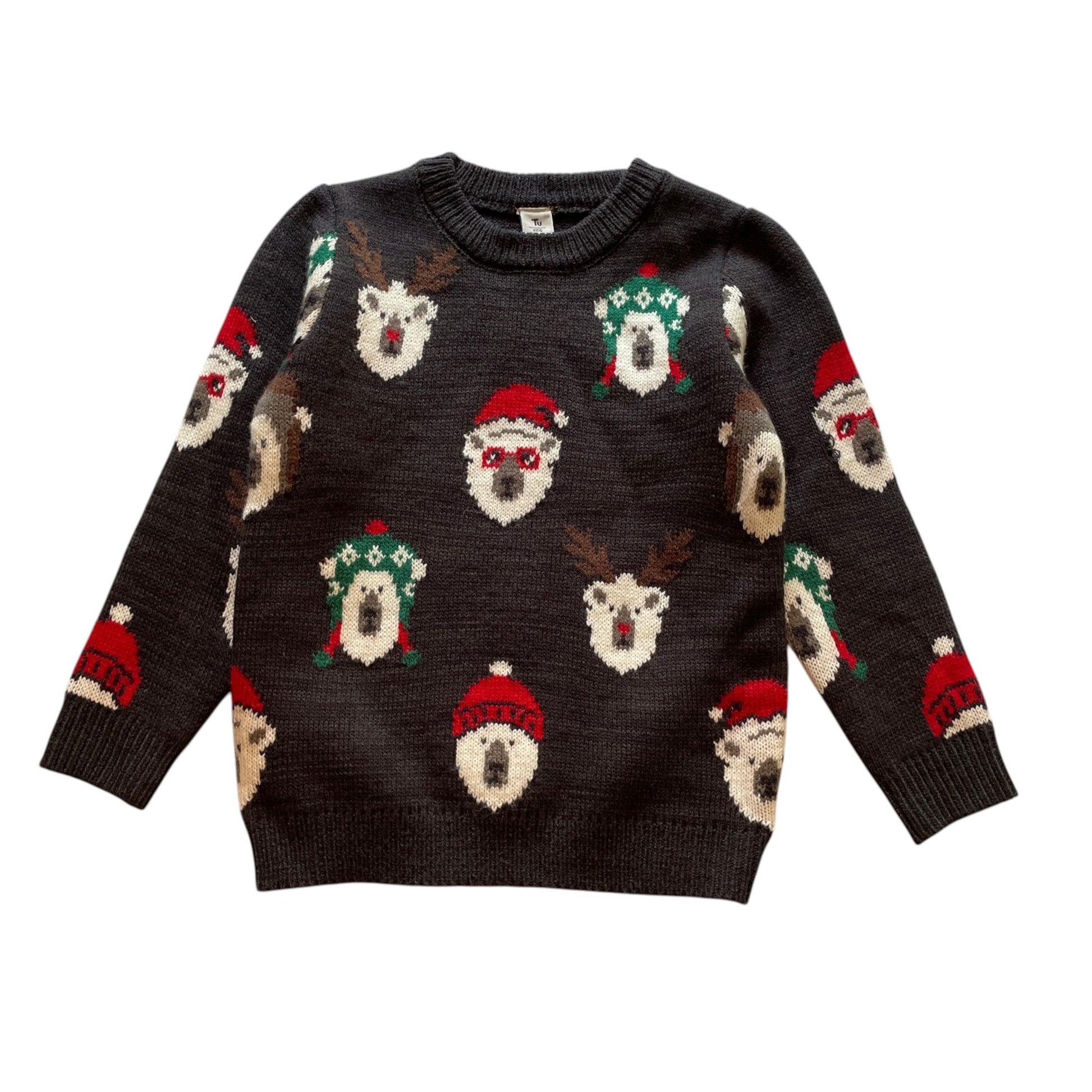 Tu 4-5 years charcoal polarbears Christmas jumper acrylic polyester