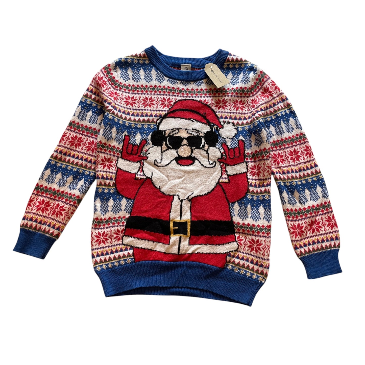 Tu 4-5 years red and blue cool Santa Christmas jumper cotton