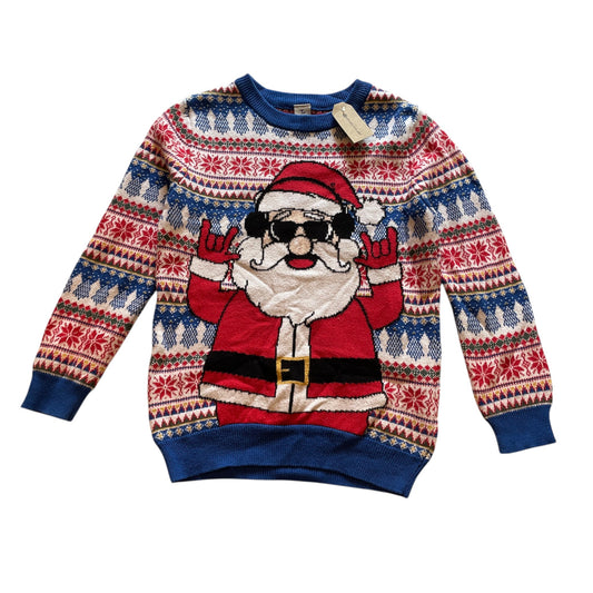Tu 4-5 years red and blue cool Santa Christmas jumper cotton