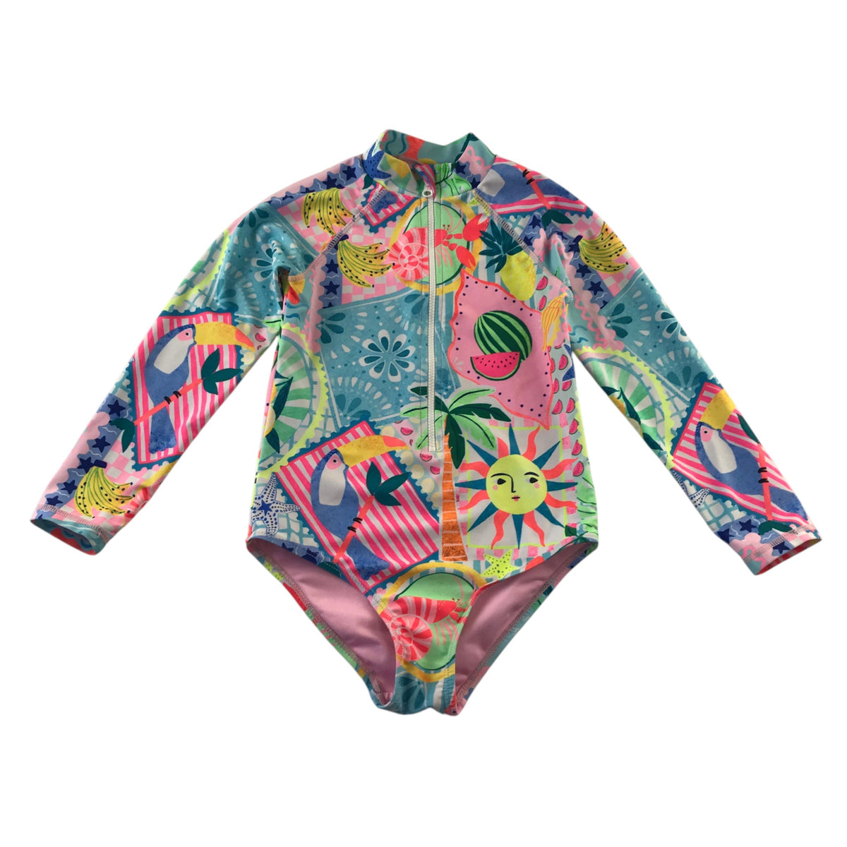 Tu 5-6 years multicolour swimsuit long sleeve summer pattern polyester elastane