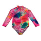 Tu 5-6 years pink swimsuit long sleeve splash pattern polyester elastane