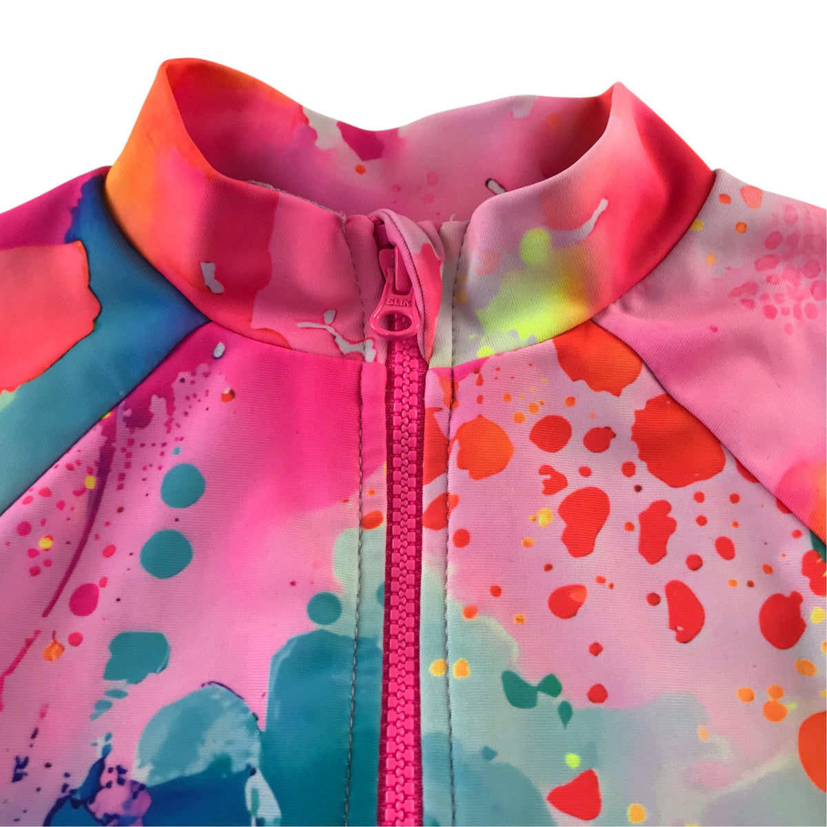 Tu 5-6 years pink swimsuit long sleeve splash pattern polyester elastane