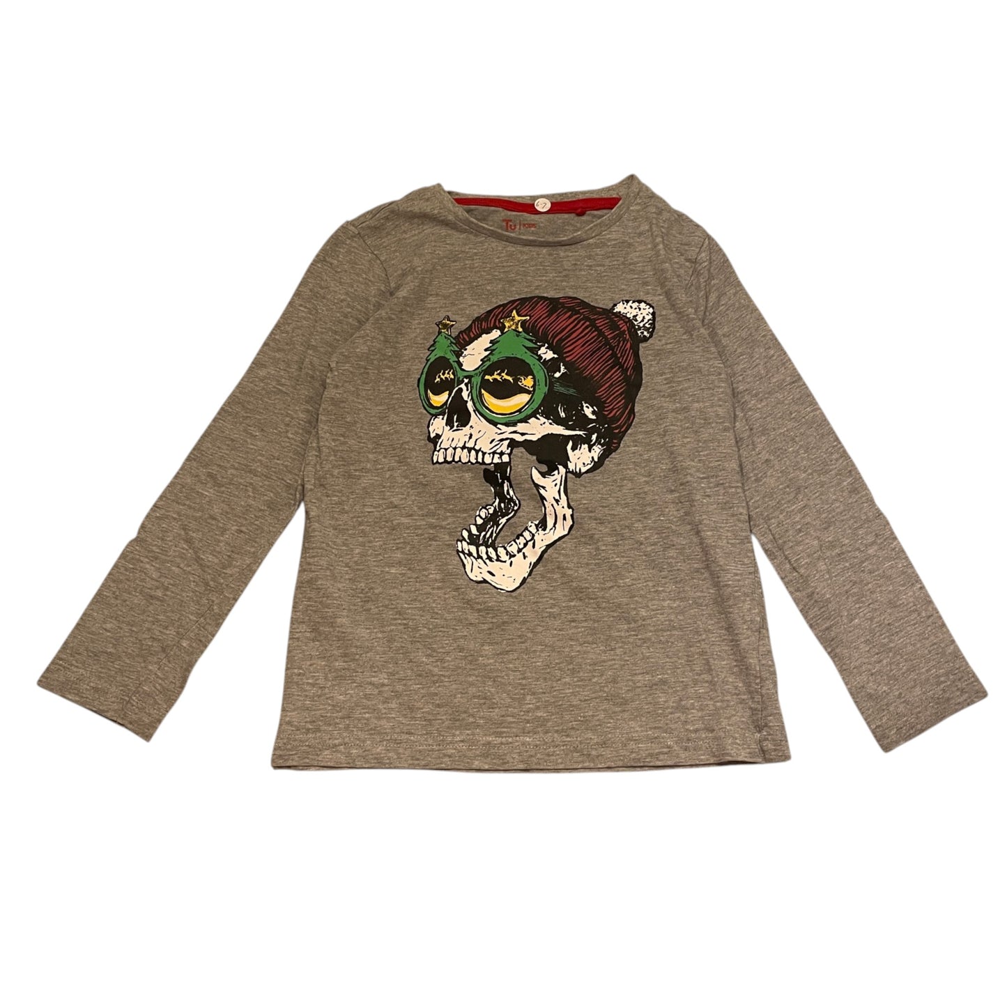 Tu 6-7 years grey Christmas skull print t-shirt cotton viscose