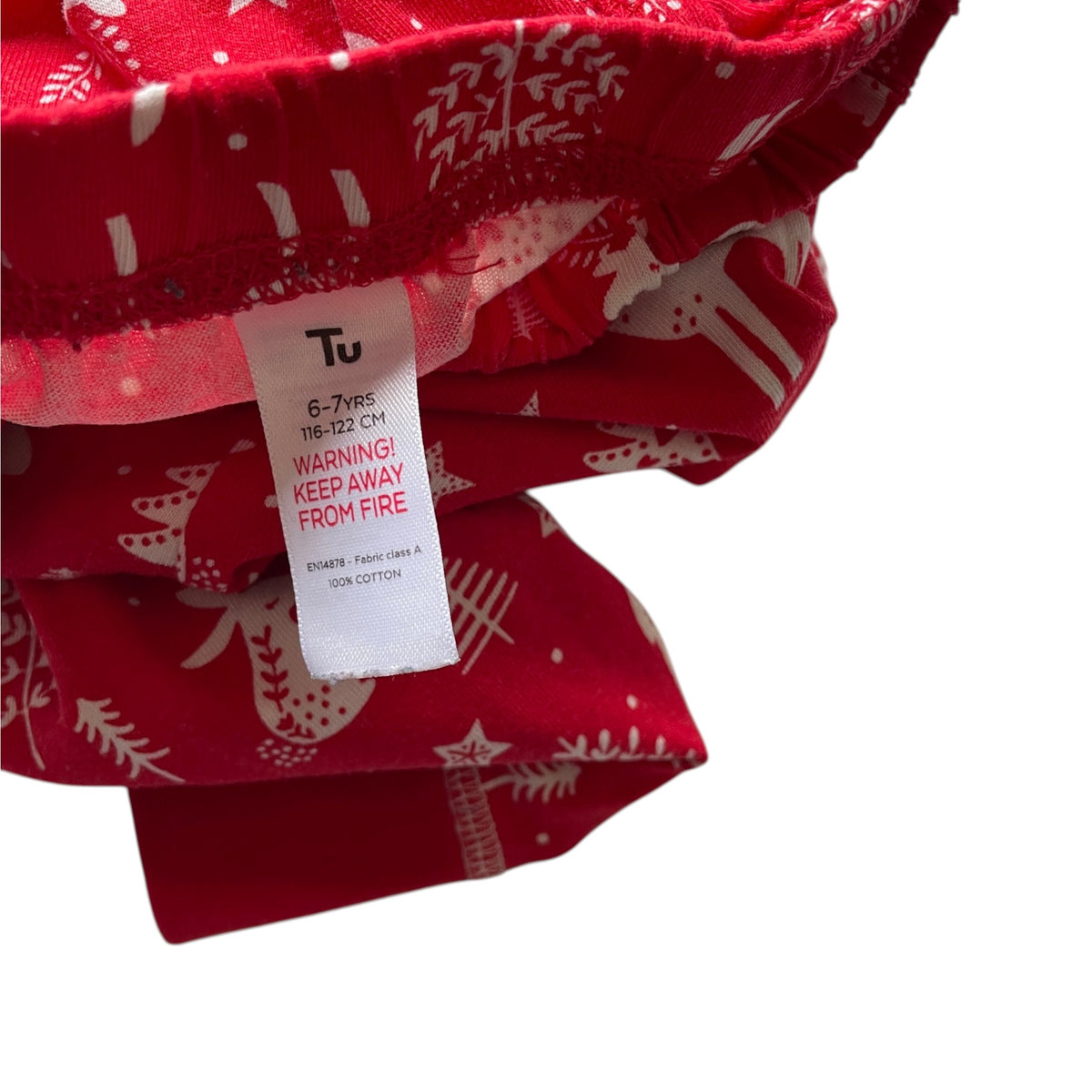 Tu 6-7 years red Christmas pyjama set cotton
