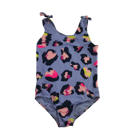 Tu 6-8 years blue and multicolour swim costume leopard pattern polyester elastane