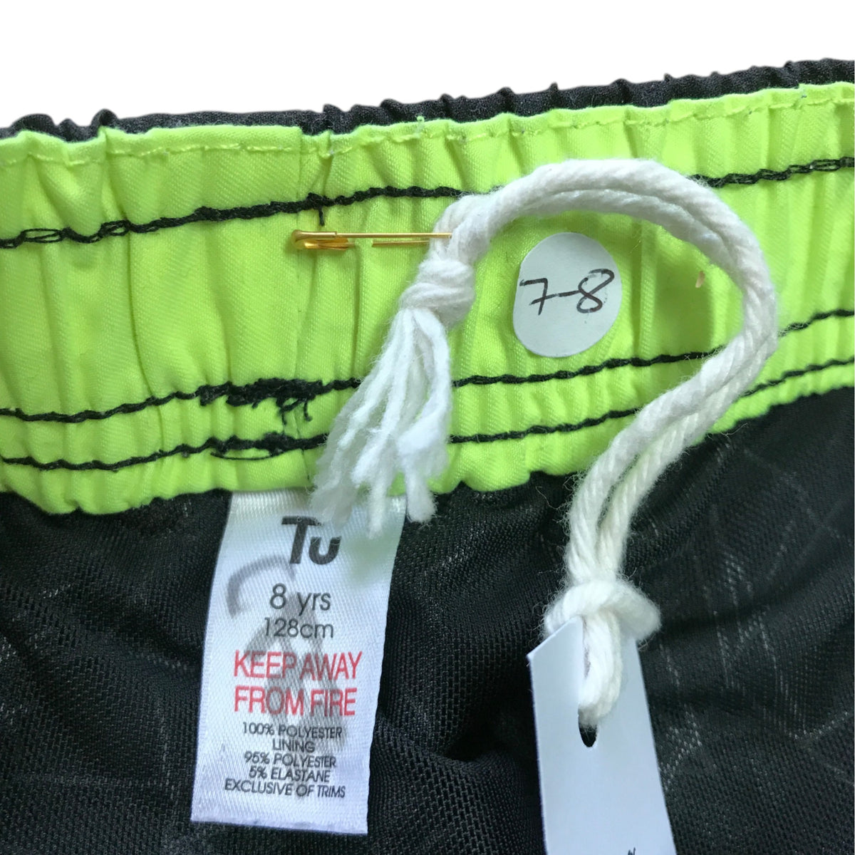Tu 7-8 years black and neon swim trunks polyester