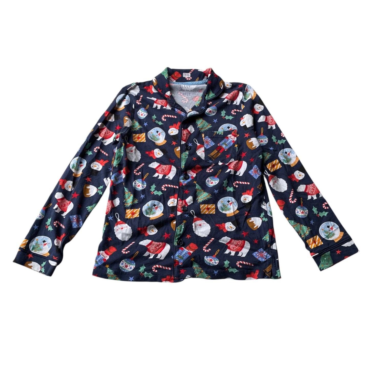 Tu 7-8 years navy blue Christmas pyjama set cotton