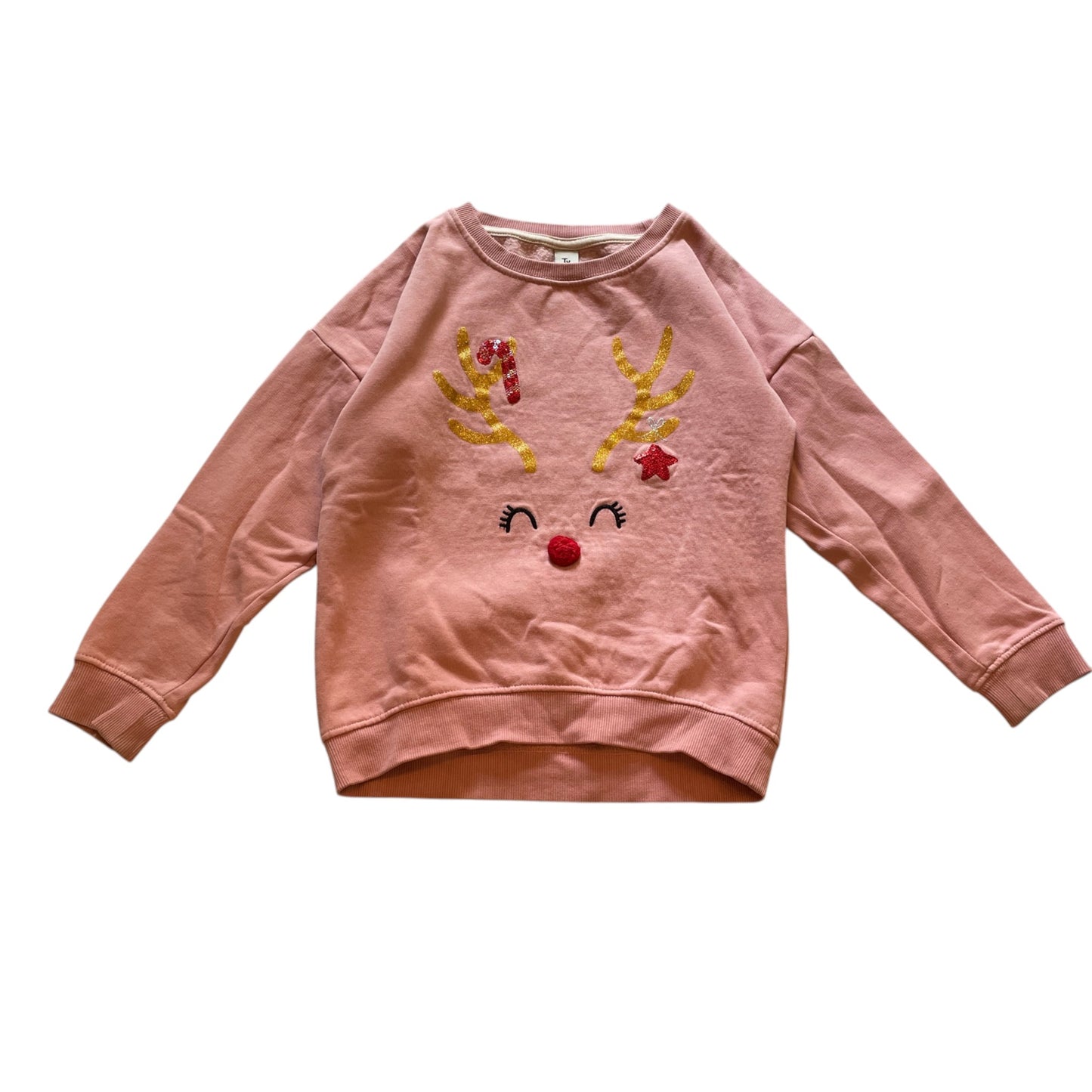 Tu 7-8 years pink Rudolph Christmas sweater cotton polyester