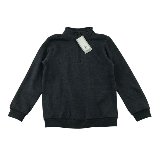 Tu 8-9 years dark grey sweater jersey half zip cotton polyester