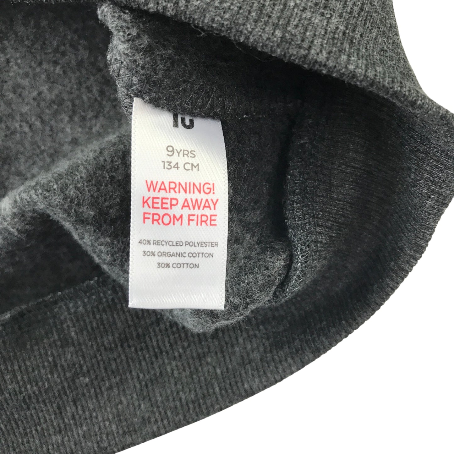 Tu 8-9 years dark grey sweater jersey half zip cotton polyester