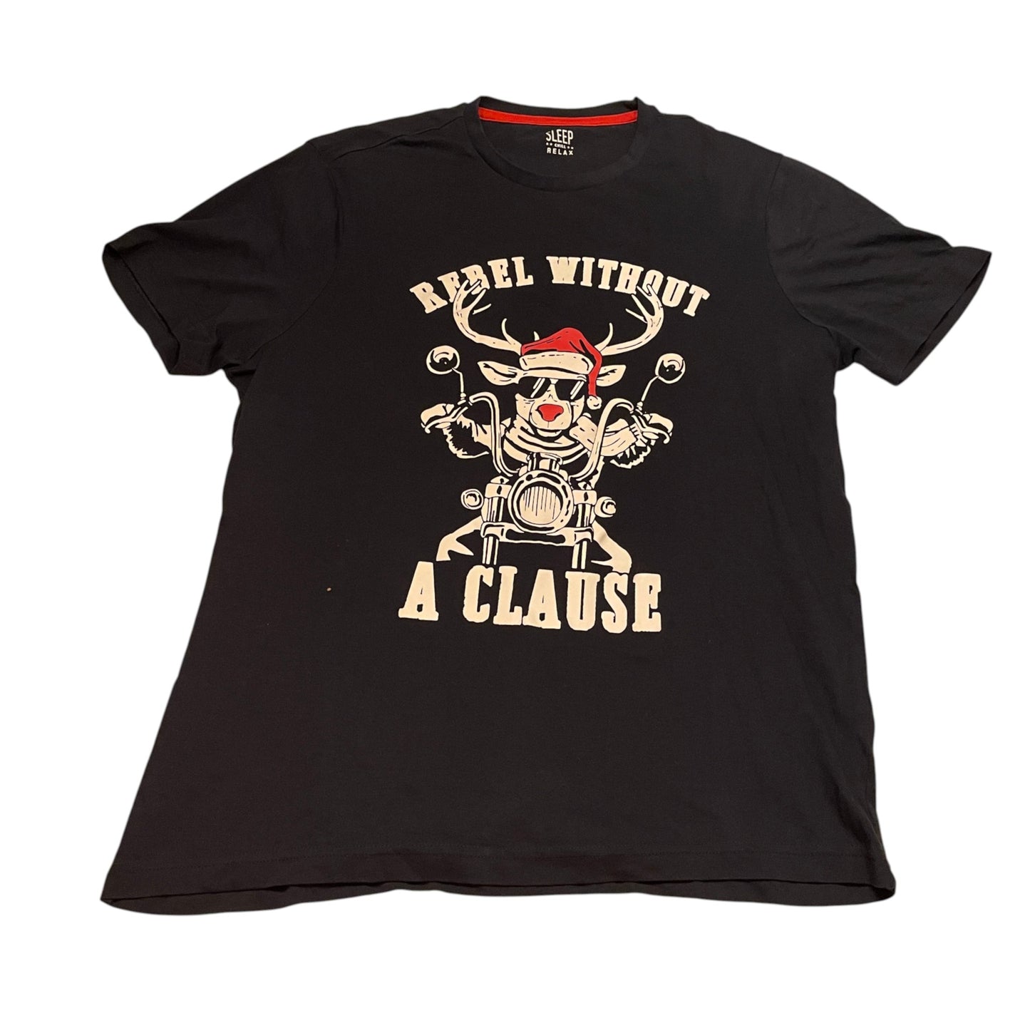 Tu M men's black t-shirt Christmas biker reindeer cotton