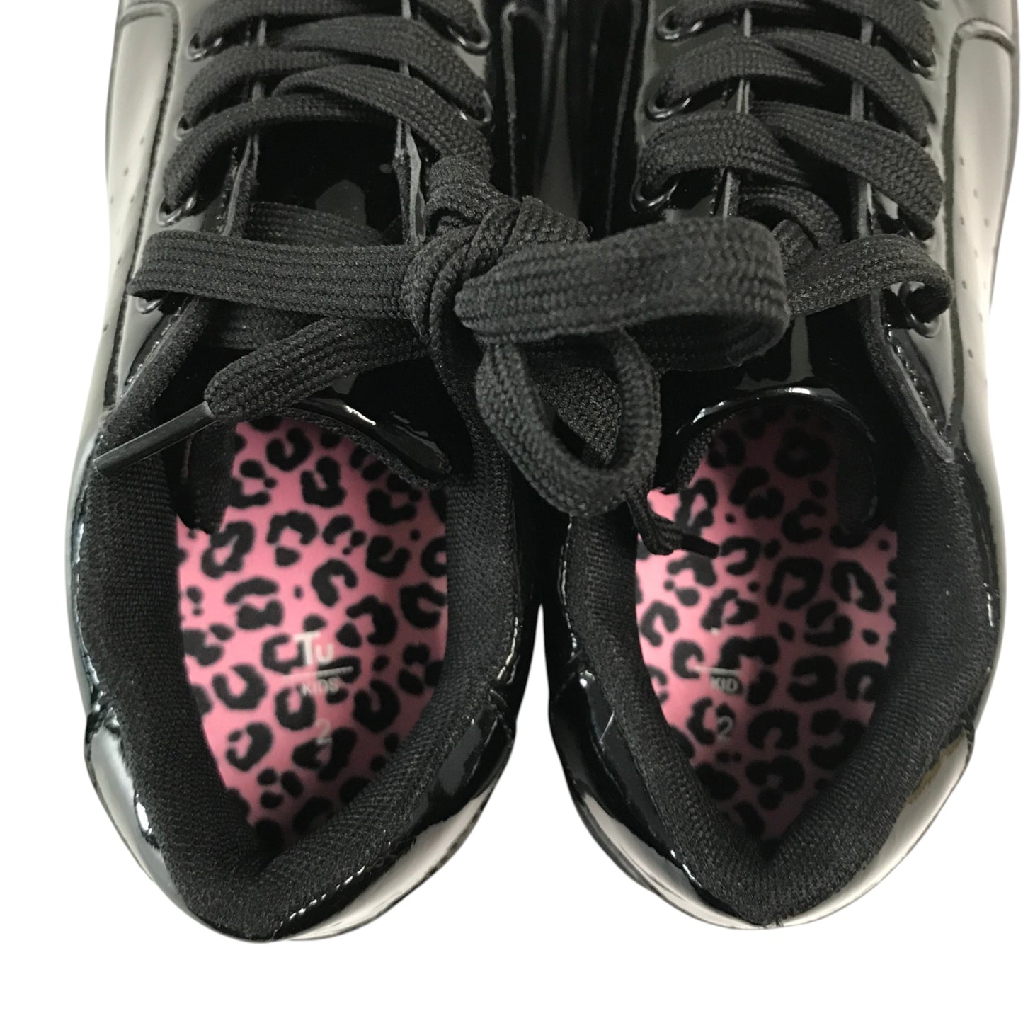 Tu size 2 black glossy trainers