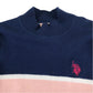 U.S Polo Assassin 9-10 years pink blue striped dress polyester viscose