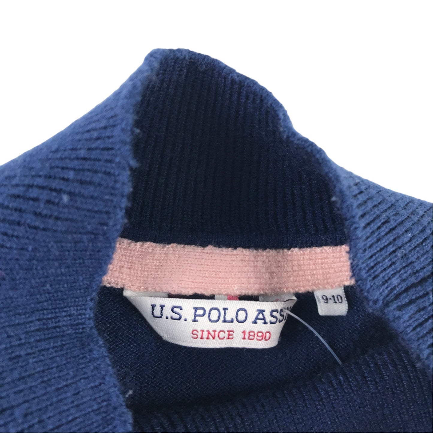 U.S Polo Assassin 9-10 years pink blue striped dress polyester viscose