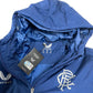 Castore Rangers FC Players Long Match Day Bench jacket women's size UK 10 blue and white parka