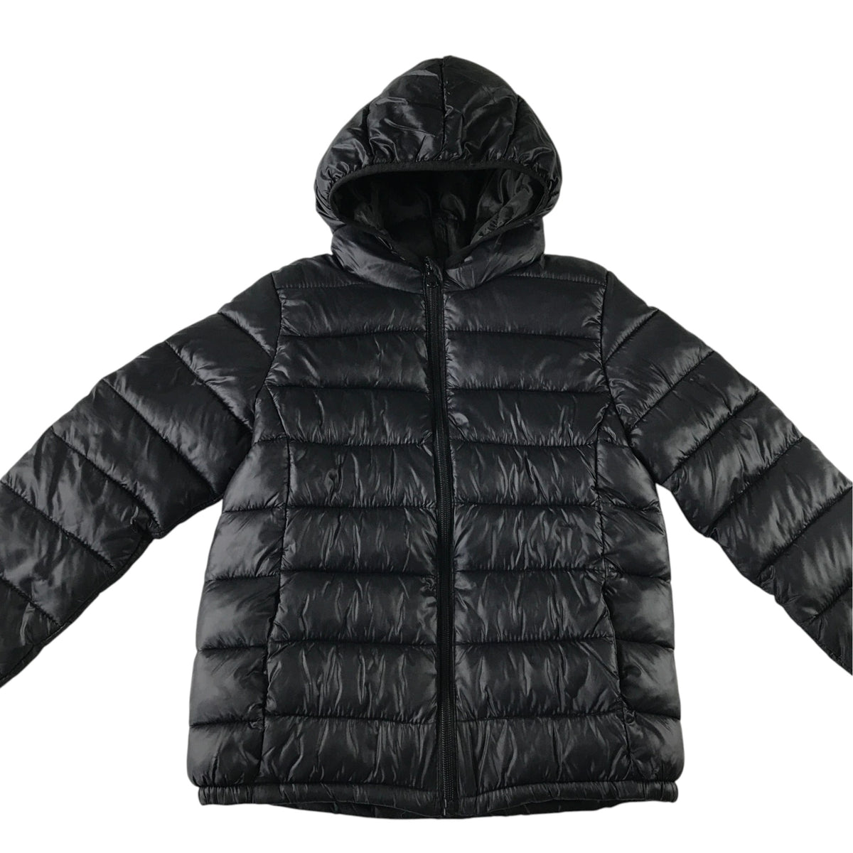 Unbranded 9-10 years black hooded puffer jacket polyester