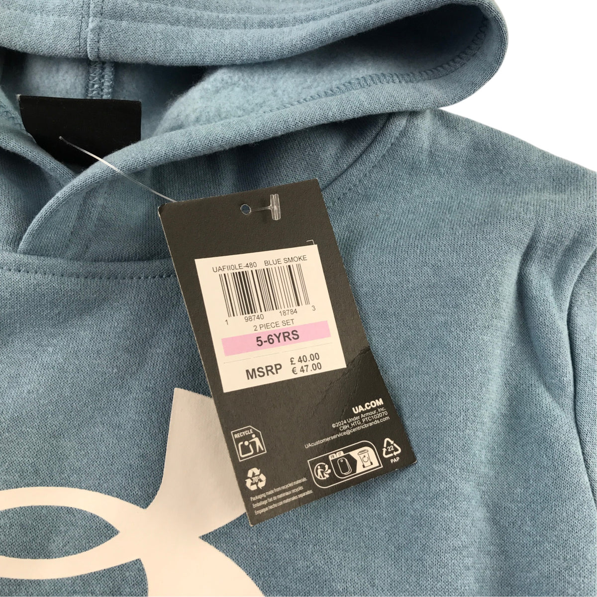 Under Armour 5-6 years dusty blue hoodie cotton polyester