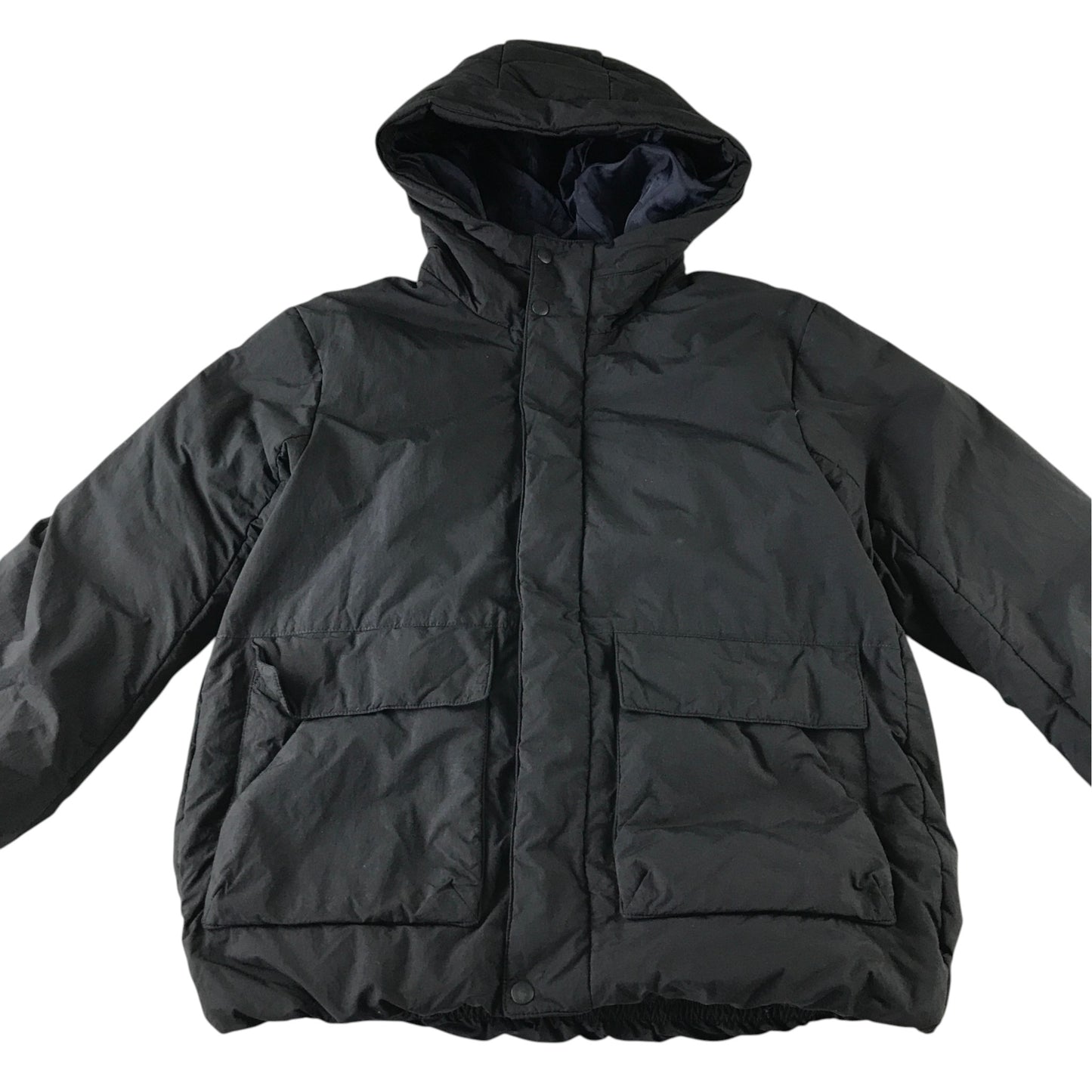 Uniqlo 9-10 years black hooded puffer jacket down polyamide