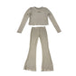 Matalan 11 years beige ribbed two piece set viscose polyester elastane
