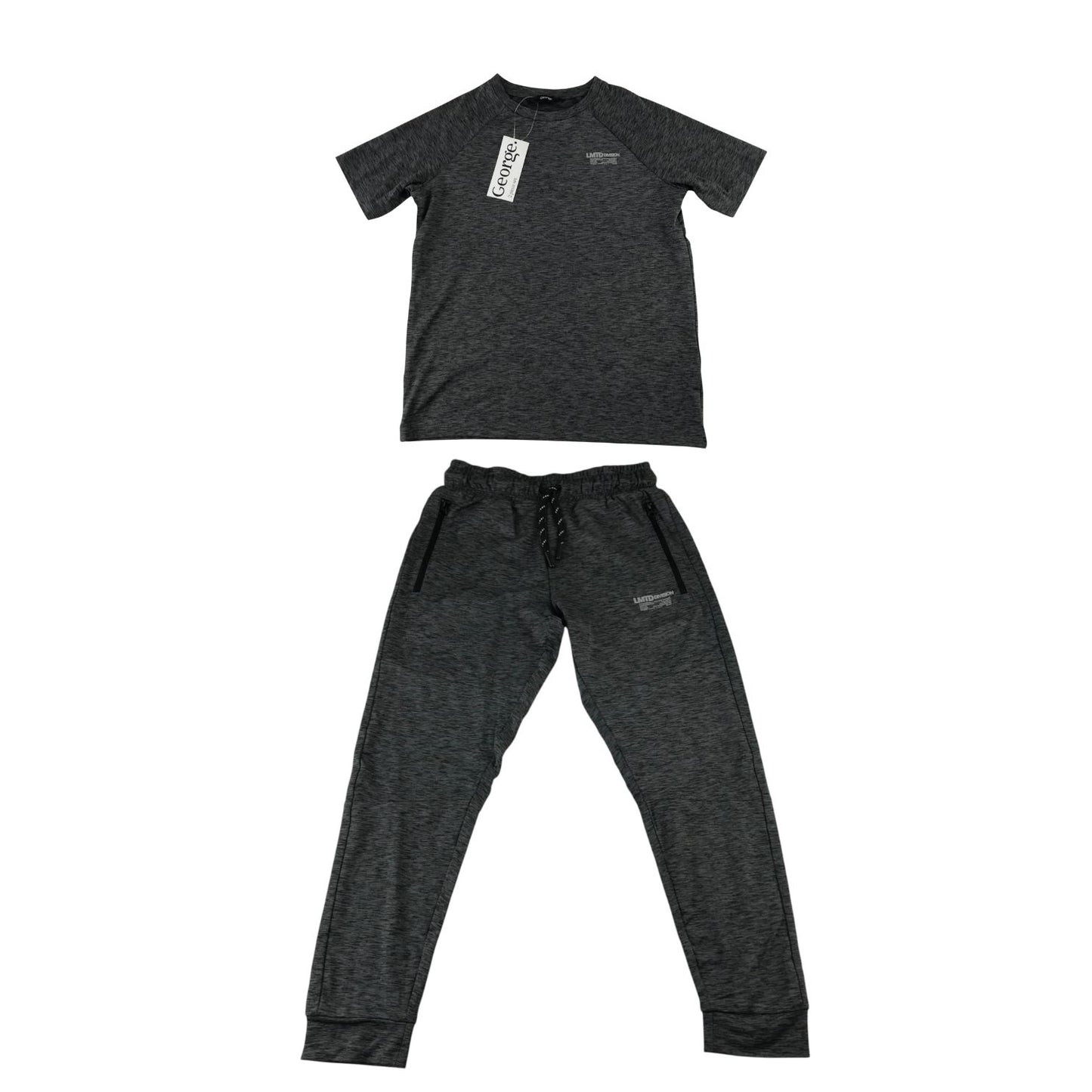 George 7-8 years dark grey activewear set polyester elastane